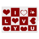 Te amo corazones rojos y blancos tarjetas