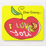 Te amo manzana con el mousepad del gusano alfombrillas de raton 