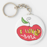 Te amo manzana con llavero del gusano
