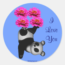 Te amo pegatina de la foto de la flor del oso de p