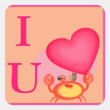 Te amo pegatinas del cangrejo