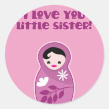 ¡Te amo pequeña hermana! muñeca del babushka Pegatinas Redondas