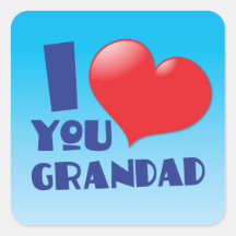 Te amo tarjetas del grandad colcomanias cuadradas personalizadas