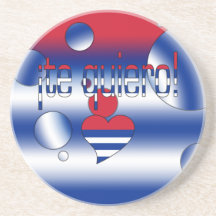 ¡¡Te Quiero! La bandera de Cuba colorea arte pop Posavasos Diseño
