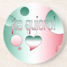 ¡¡Te Quiero! La bandera de México colorea arte pop Posavasos Diseño