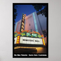 Teatro de Del Mar, poster de Santa Cruz 11x17