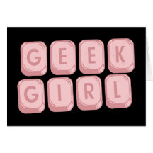 Teclado del rosa del chica del friki tarjeta