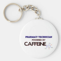 Técnico de la farmacia accionado por el cafeína llavero