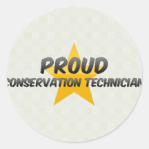 Técnico orgulloso de la protección pegatina redonda
