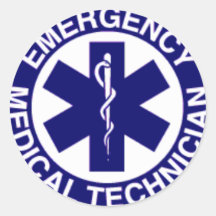 TÉCNICOS MÉDICOS EMT DE LA EMERGENCIA ETIQUETA REDONDA