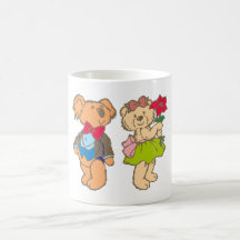 Teddybär teddy bear Paar couple Teetasse