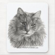 TeeGee, gato gris de pelo largo Alfombrilla De Ratón