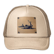 Teja azul anticuaria clásica de Delft - pozo de ag Gorras De Camionero