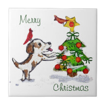 Teja de encargo del perro de perrito del navidad y