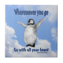 Teja inspirada de la cita de Confucio del pingüino
