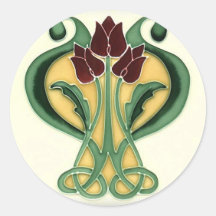 Teja subió Nouveau del arte Etiqueta