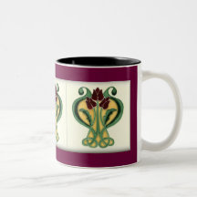 Teja subió Nouveau del arte Taza