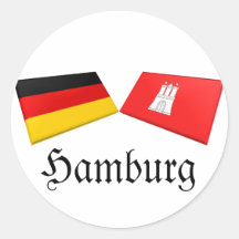 Tejas de la bandera de Hamburgo, Alemania Pegatinas Redondas