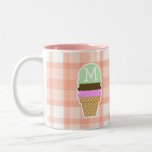 Tela escocesa anaranjada linda; Cono de helado Taza De Café