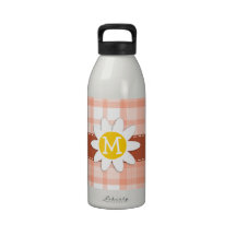 Tela escocesa anaranjada linda; Margarita Botellas De Agua Reutilizables