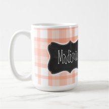 Tela escocesa anaranjada linda; Pizarra del vintag Taza
