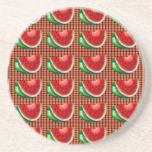 Tela escocesa de la sandía posavasos personalizados