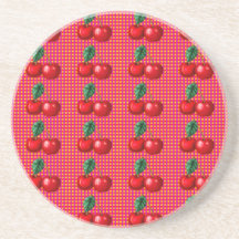 Tela escocesa de las cerezas posavasos manualidades