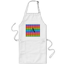 Tela escocesa del arco iris del monograma delantal