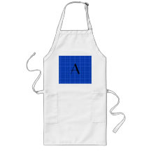 Tela escocesa del azul del monograma delantales