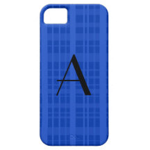 Tela escocesa del azul del monograma iPhone 5 Case-Mate fundas