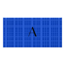 Tela escocesa del azul del monograma tarjetas personales