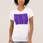 Tela escocesa púrpura y marrón azul moderna camiseta