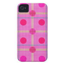 Tela escocesa rosada bonita del lunar Case-Mate iPhone 4 cárcasa