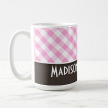 Tela escocesa rosada linda; A cuadros Tazas De Café