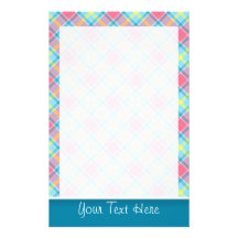 Tela escocesa rosada y azul linda papelería personalizada