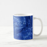 telas azules de la lentejuela, taza de café