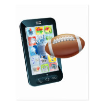 Teléfono celular de la bola del fútbol americano tarjetas postales