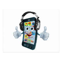 Teléfono de los auriculares de la música tarjeta postal