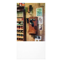 Teléfono pasado de moda tarjetas personales con fotos
