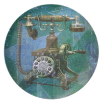 Teléfono retro azul Art. platos