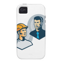 Teleoperador del trabajador de construcción retro iPhone 4 carcasa