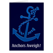 Temático marino náutico del ancla de la nave azul tarjetón