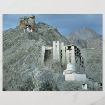 Templo sobre Royal Palace, Leh, Ladakh, la India Tarjeton