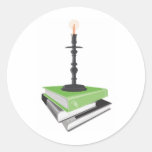 Tenedor de la palmatoria en los libros pegatinas  