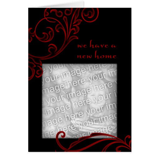 tenemos un nuevo hogar: flourish rojo felicitaciones