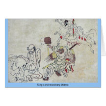 Tengu y miscelánea Ukiyoe Tarjeta