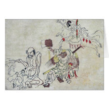 Tengu y miscelánea Ukiyoe Tarjeta
