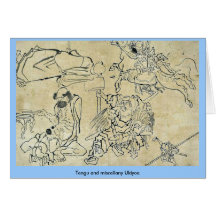 Tengu y miscelánea Ukiyoe Tarjetón