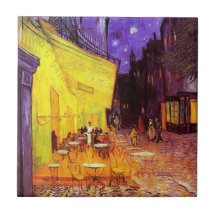 Terraza del café en la noche de Vincent van Gogh Azulejos Cerámicos