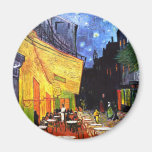 Terraza del café en la noche iman para frigorífico